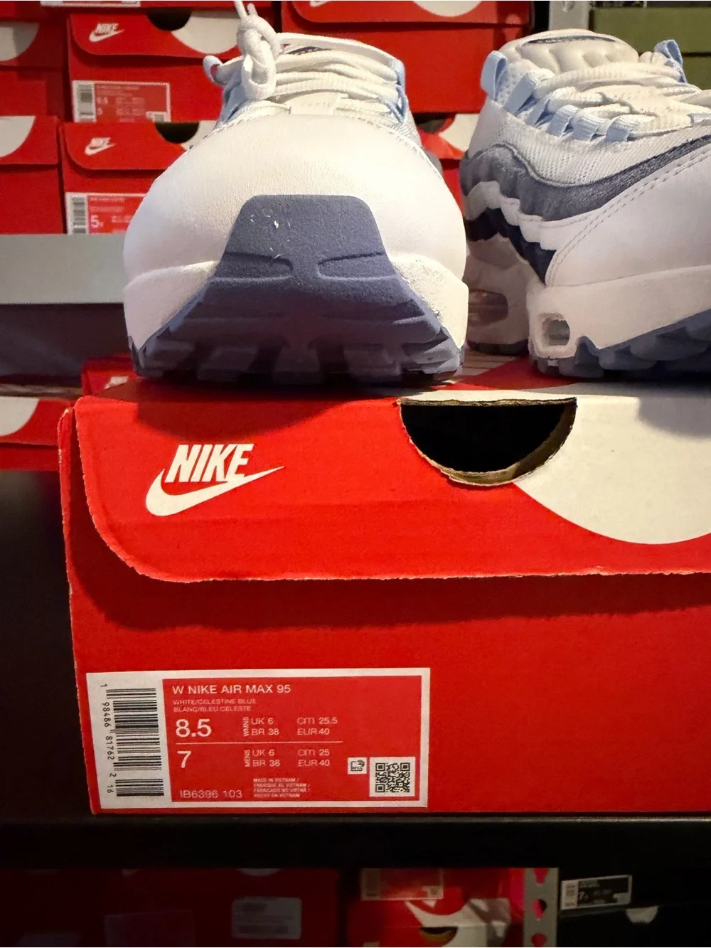 Nike Air Max 95 White with Light Blue and Navy Accents Women